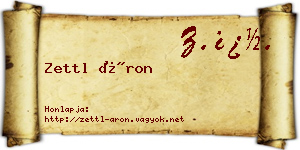 Zettl Áron névjegykártya