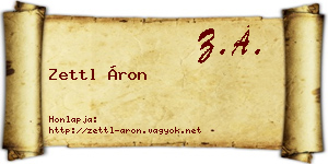 Zettl Áron névjegykártya